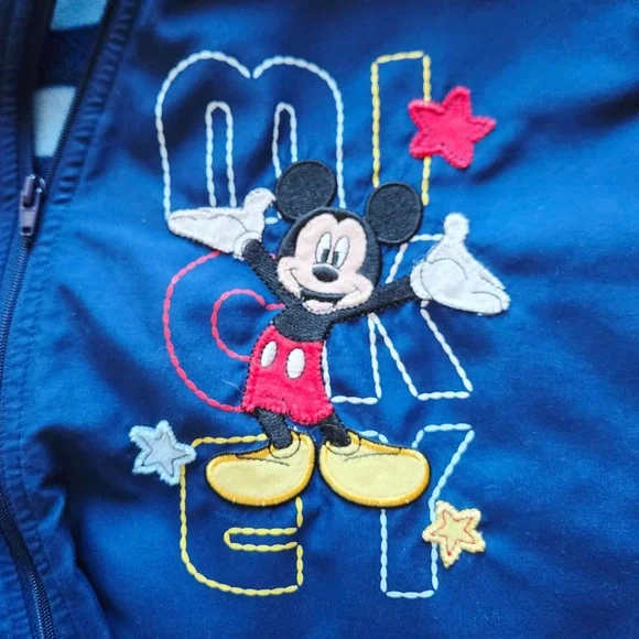 Vuntafe Disney Store Mickey Mouse Blue Hooded Pram Suit Fleece Lined 12-18 Month